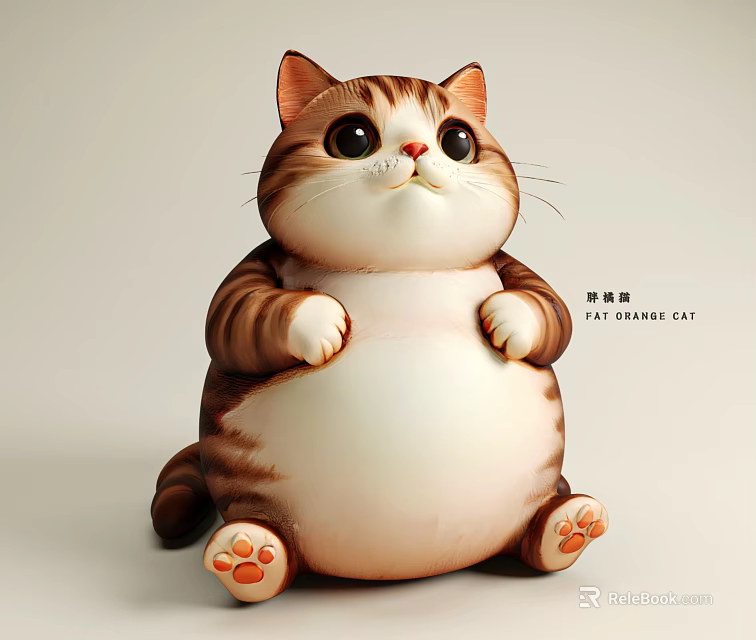 Cute Chubby Reptile 3D Model With Big Eyes Sitting And Pink Paw Pads 3d model 