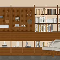 Wind Middle Ancient Bookcase Modern Bookshelf Ornaments Sofa Cave Board Open Decorative Cabinet Hanger 3d model