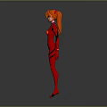 Anime Game Character In Red Bodysuit With Orange Hair And Green Collar
