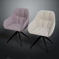 Modern Stylish Accent Chairs With Purple And Beige Upholstered Seats Tufted Details And Black Tripod Legs