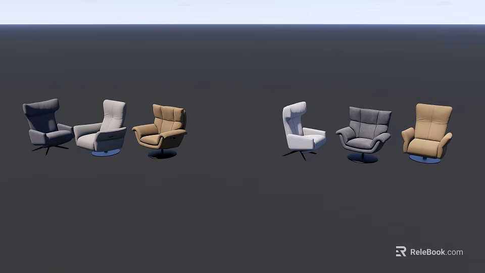 Modern Single Sofa Collection In Multiple Colors For Living Room Decor 3d model