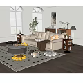modern double sofa cream home 3d model