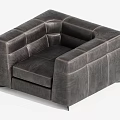 Modern Dark Gray Leather Single Sofa With Stitched Panel Design 3d model