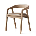 Elegant Modern Minimalist Wooden Single Chair With Leather Seat And Armrests