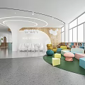 Modern Kindergarten With Colorful Furniture Open Play Space Reading Corner And Large Windows