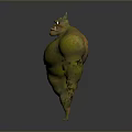 Green Muscular Game Movie Character With Bat Like Ears And Hulking Physique