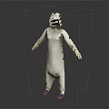 Casual White Onesie With Black Spotted Hood And Purple Shoes Design