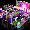 Colorful Summer Themed Exhibition Booth Design With Pink Purple Decor And Rainbow Elements