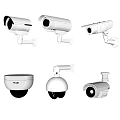 White Surveillance Cameras Different Models Dome And Bullet Types For Security 3d model