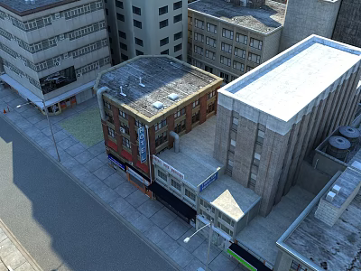 Urban Residential Building Complex With Multi Story Brick Exteriors And Street Side Shops 3d model