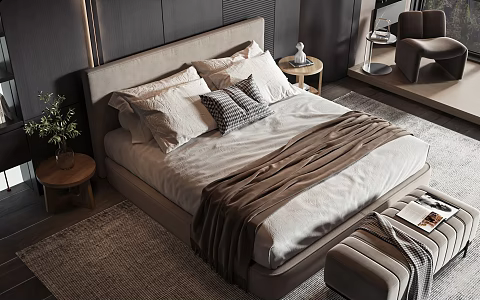 Modern style commodity bed 3d model