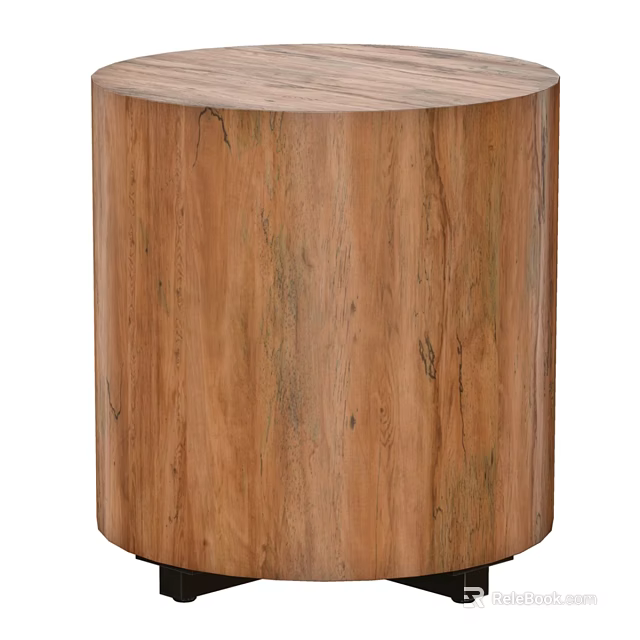 Round Wooden Dining Table With Natural Wood Grain And Smooth Surface 3d model 