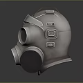 Metallic Gas Mask With Dual Circular Lenses Leather Straps And Front Filter