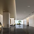 Modern Minimalist Conference Room With Marble Floor Green Plants And Chandeliers