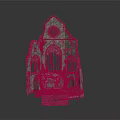 Ancient Ruined Church Stone Structure With Arched Windows Clock Moss And Stone Steps
