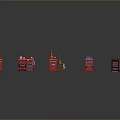 Red Computer Devices with Multiple Components and Modern Design Features