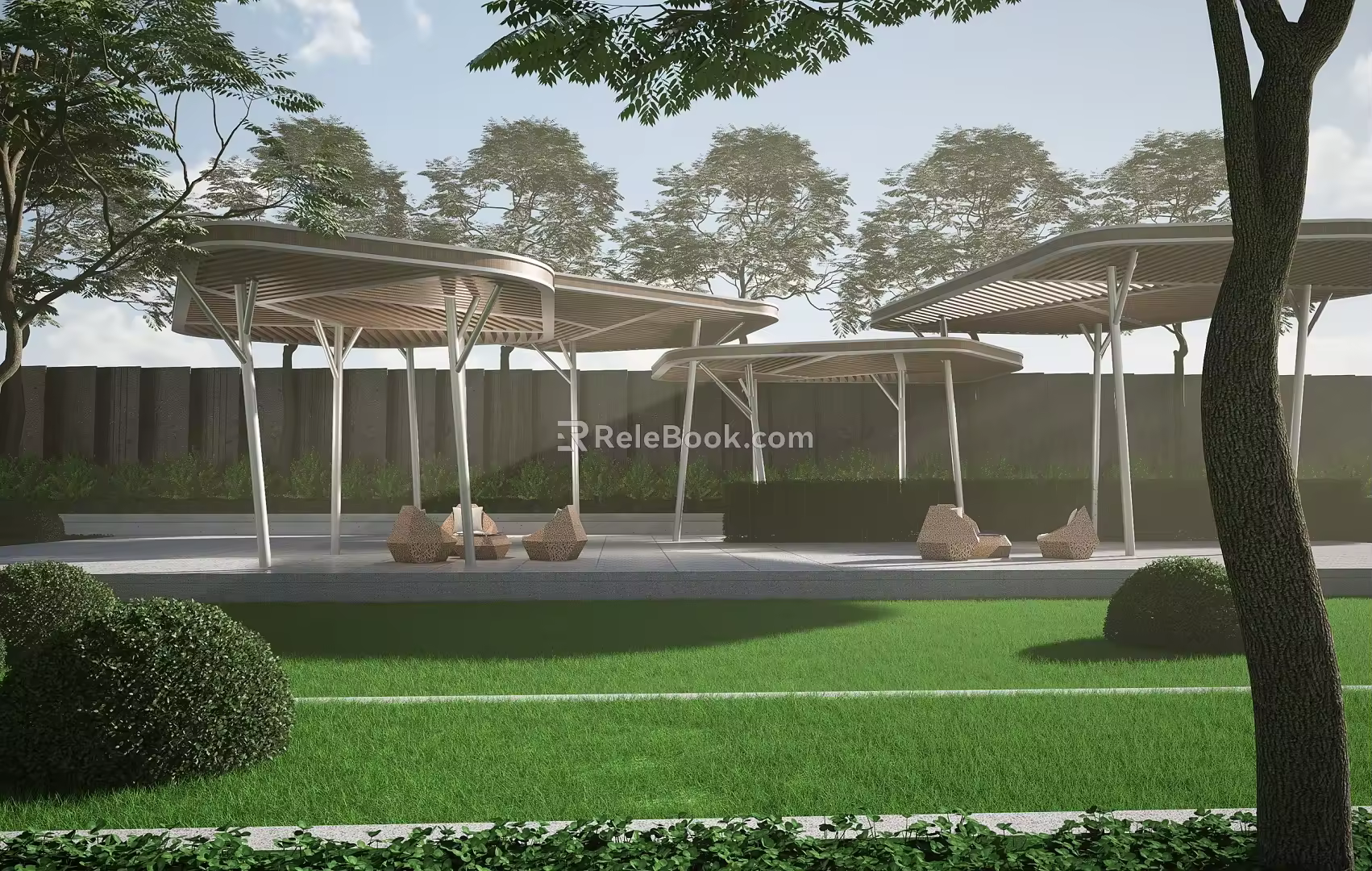 Geometric Tree Grid Landscape Gallery 3d model