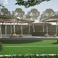 Geometric Tree Grid Landscape Gallery 3d model