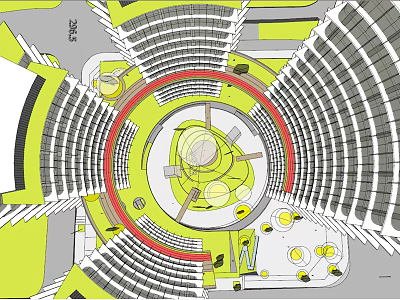 Architectural Floor Plan of Circular Public Venue With Seating Areas and Central Core 3d model