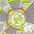 Architectural Floor Plan of Circular Public Venue With Seating Areas and Central Core