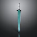 Modern Decorative Sword With Green Textured Blade And Black Hilt Weapon Design