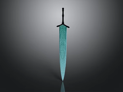 Modern Decorative Sword With Green Textured Blade And Black Hilt Weapon Design 3d model