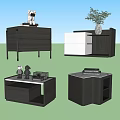Modern bedside table combination side table corner table 3d model