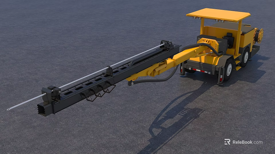 Yellow Utility Vehicle Equipped With Extended Mechanical Arm For Construction Operations 3d model 