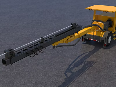 Yellow Utility Vehicle Equipped With Extended Mechanical Arm For Construction Operations 3d model