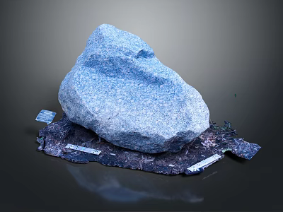 Natural Blue Granite Wood Stone Decorative Material With Wooden Base And Crushed Edges 3d model