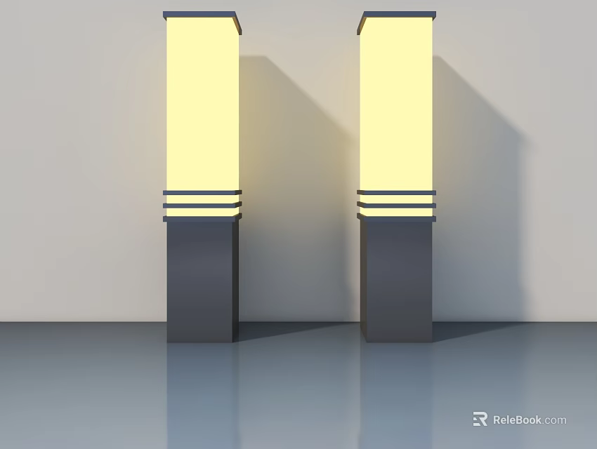 Sleek Modern Outdoor Pillar Lights with Illuminated Panels and Decorative Strips 3d model 