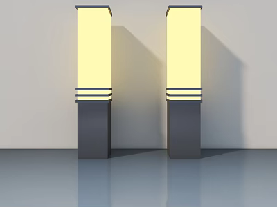 Sleek Modern Outdoor Pillar Lights with Illuminated Panels and Decorative Strips 3d model
