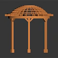 Orange Gazebo Structure 3D Model With Lattice Top And Supporting Pillars 3d model