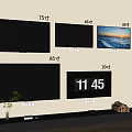 Wall Mounted Televisions with Various Sizes and Digital Display in Home Setting 3d model