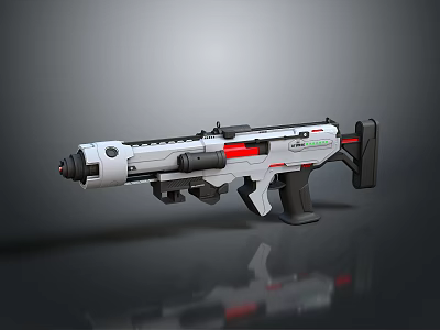 Futuristic Sci Fi Weapon With White Black Red Color And Modern Design 3d model