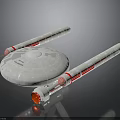 Enterprise Spaceship Model with Circular Hull and Red Engines for Space Exploration