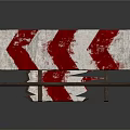 Red And White Striped Traffic Barriers With Metal Support Frames On White Background