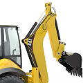 Yellow Multi functional Construction Vehicle With Loader Bucket And Excavator Arm 3d model