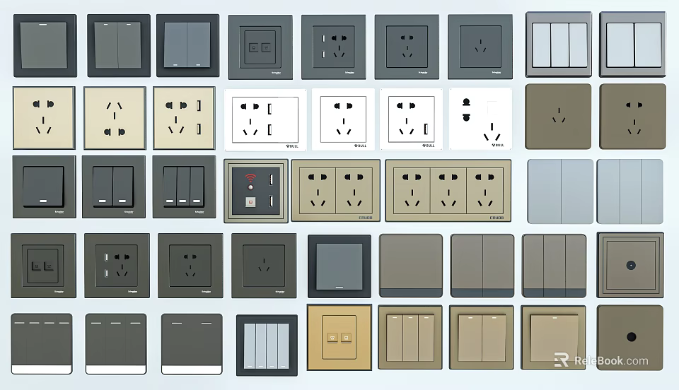 Modern Switch Panels With Various Designs And Color Options For Home Interiors 3d model 
