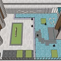 Modern Sales Office Building Featuring Symmetrical Design Stone Walls Glass Doors And Green Vertical Gardens