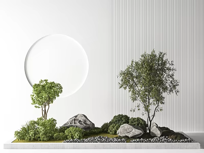 Modern landscape sketch potted plant bonsai 3d model