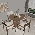 Modern Solid Wood Casual Tables and Chairs 3d model