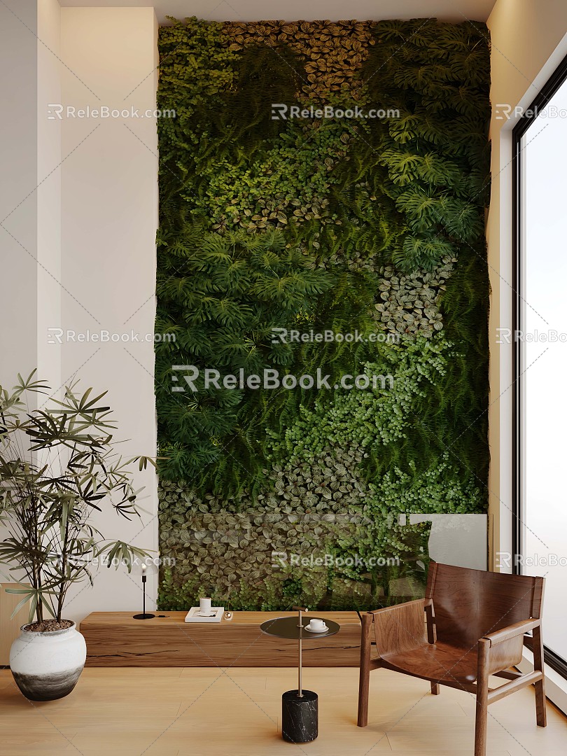 green plant wall plant pile green plant combination moss fern plant wall potted flower leisure chair plant background wall plant image wall 3d model