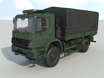 Green Military Transport Truck With Canvas Covered Cargo Area And Cab 3d model