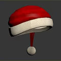 Red Christmas Hat With White Trim And Pom Pom Decoration For Holiday Use