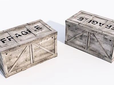 Vintage Wooden Crates With Fragile Labels And Rustic Wooden Texture 3d model