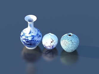 Vase porcelain blue and white porcelain bottle glazed porcelain 3d model