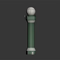 Green Cylindrical Tower Featuring White Dome Small Platform and Decorative Base Design 3d model