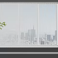 Modern White Window Blinds In Contemporary Interior With Cityscape View Green Plant And White Chair