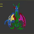 Mythical Black Dragon Game and Movie Character With Wings Purple Belly and Yellow Eyes